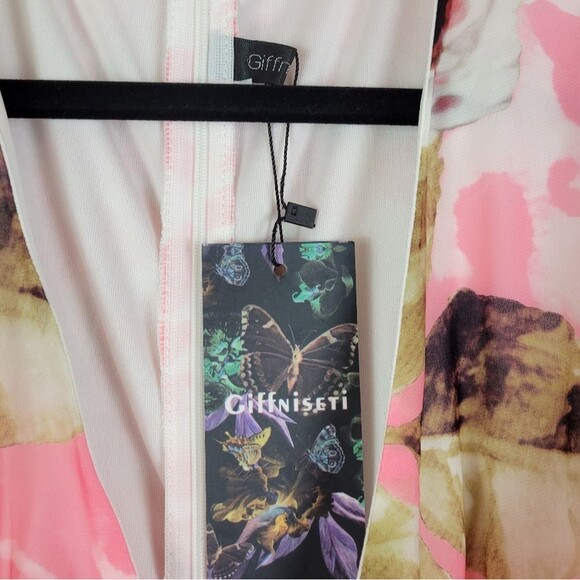 Giffniseti pink leopard print long sleeve cut out side ruffle hem maxi dress - Picture 10 of 12